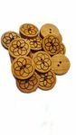 Ekta Enterprise Wooden Big Size Flower Designed Button Dia. 25mm, 2 Holed Buttons for Clothing, Curtains, Designer Collection of Ethnic Ware, Ladies Kurties, Sewing, DIY Art and Craft Pack of 50