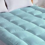 AJISH Ultra Soft & Fluffy Mattress Topper for Single Size Bed - 3 Inch Thickness Mattress Topper - Perfect Mattress Pad for Better Sleep, Single, Sky Blue, 36X72Inch | 3X6Feet, 1200 GSM