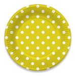 Hippity Hop White and Yellow Polka Dot Design Tableware Package, Pack of 10 Supplies Combo, Paper Plates, Paper Cups, Paper Napkins, Party Supplies Tableware Disposables