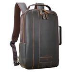 TIDING Mens Leather Laptop Backpack for 15.6 Inch Computer Rucksack Work Bag Anti Theft Business Backpacks Full Grain Leather Expandable Daypacks, Brown