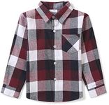 Boys Flannel Shirt Toddler Buffalo Plaid Shirt Long Sleeve Button Down Shirts Kids Casual Tops G006 Red Blue Tag 130CM - 5 Year