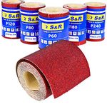 S&R Sandpaper Roll Set, 5 Rolls 93 mm x 5 m: grit 60/80/120/180/240, for wood, metal, steel, stainless steel