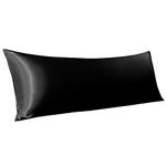 FLXXIE 1 Pack Satin Pillowcase for Hair and Skin, Luxury Soft Body (20x54 Inches) Silky Pillow Case with Envelope Closure, Black