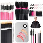 LIONVISON Disposable Makeup Applicators, Makeup Mixing Palette with Spatula and 262 PCS Disposable Makeup Brush Tools, Mascara Wands Lip Brushes Eyeliner Brushes Makeup Hair Clips with Organizer Box