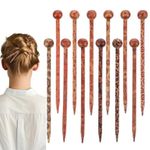 12 Pieces Wooden Hair Sticks, Boho Vintage Wood Hair Sticks Japanese Chinese Hairpin Retro Hair Chopsticks Decorative Hanfu Pins Bun Holders for Long Hair Women Girls Handmade Hair Accessories, 13cm