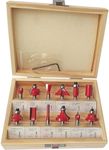 Inditrust 12pc Multi type Premium Router Trimmer Bit Set 6.35mm with wood Box Specially Designed for Wood Working