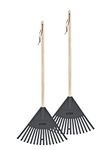 Pack of 2 Kids Rake with Hardwood Handle, Durable Plastic Head to Sweep Leaves in Lawn and Tidying Up The Garden, 34" (Grey)