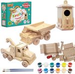 Kraftic Wood Treatment Construction Kit for Children and Adults, with 3 Education DIY Woodworking Construction Kit Model Toy Projects