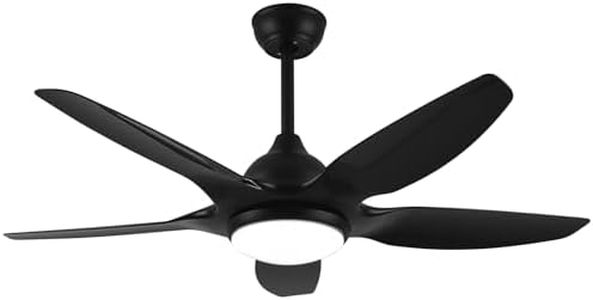 GLITI Ventilador de techo con luz, Silencioso, motor DC, 3 colores, 6 velocidades, temporizador, verano-inviern, doble altura, Patrón de viento natural (negro, Diámetro 121 cm)