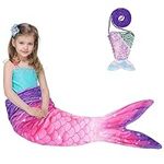 WERNNSAI Mermaid Tail Blanket for Girls Kids - Mermaid Wearable Blankets with Sequin Coin Purse All Seasons Mermaid Tails Sleeping Bags Soft Flannel Snuggle Blanket for Toddler Teens Birthday