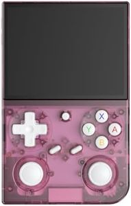 G350 Handheld Game Console , 3.5 Inch IPS Screen Linux System 3200 mAh Battery 4371 Games Preloaded , Portable Retro Video Games Console Support Wired Controller and Earphone (Transparent Pink)