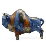 Lukitas Painted Bull Statue Home Decor, Abstract Bull Sculpture, Colorful Animal Figurine, Feng Shui Ornament for Living Room Office, Resin L10.5''