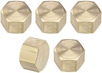 uxcell 1/4-Inch Brass Cap 5pcs PT1/4 Female Pipe Fitting Hex Compression Stop Valve Connector