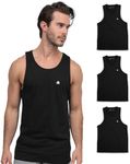 INTO THE AM Men's Basic Tank Tops 3 Pack - Soft Premium Sleeveless Muscle Shirt Bro Tanks for Guys (Black/Black/Black, XX-Large)