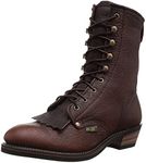 Ad Tec Men's 9" Packer Tumbled Leather Lacer Work Boots for Men, Chestnut - Plain Soft Toe, Moderate Mens Hiking Boots