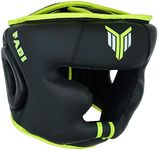 Fadi Sports Optima Fight Boxing Head Guard - Faux Leather Headgear for Kids and Adults in MMA, Kickboxing, Muay Thai, Karate, Martial Arts, and Taekwondo (Black/Green, L/XL)