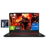 MSI Katana GF76 17.3" FHD 144Hz Gaming Laptop, Intel Core i7-11800H, NVIDIA GeForce RTX 3050 Ti, 64GB RAM, 2TB SSD, Red Backlit Keyboard, Wi-Fi 6, Win 10 Home, Black, 128GB Hotface Extension Set