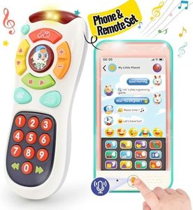 Baby Phone Toys for 1 Year Old Boy Girl Birthday Gifts 2PCS Baby Phone& Remote Control Pack 1 Year Old Toys for Boys 6 Month Old Baby Musical Toys 6-12 18 Months Learning Toddler Toys 1-2 Years