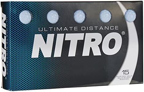 Nitro Long Distance High-Durability Golf Balls (15PK) All Levels Ultimate Distance Titanium Core High Velocity Great Stop & Sticking Ability Golf Balls USGA Approved-Total of 15-White