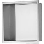 VEVOR 33.02 x 33.02 cm No Tile Shower Niche 304 Stainless Steel, Wall-Inserted Niche Recessed Double Shelves, Sealed Waterproof Rust-Resistant Modern Niche for Shower Bathroom Soap Storage, Silver