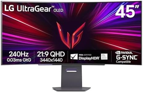 LG 45GS95QE Ultragear OLED Curved Gaming Monitor 45-Inch WQHD 800R 240Hz 0.03ms DisplayHDR True Black 400 AMD FreeSync Premium Pro NVIDIA G-Sync HDMI 2.1 DisplayPort Tilt/Height/Swivel Stand - Black