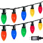 C9 Bulbs Christmas Lights, 33ft 50LEDs Christmas String Lights 5 Sets Connectable, IP65 Waterproof Outdoor Indoor Fairy Lights for Christmas Tree Party Garden Decor (Multicolor)