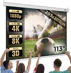 Jago® Projector Screen - Manual Pulldown, Retractable, 16:9/4:3/1:1, HD 4K 3D - Cinema Screen, Projection Screens, Outdoor Movie Screen, Garden Projector Screen (203x203 cm - 113")
