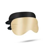Luxtude 2 Pack Silk Eye Masks for Sleeping Blackout, Natural Mulberry Silk Sleep Masks, Organic Satin Sleeping Mask, Blindfold, Eyemask, Night Masks, Eye Covers, Eye Shades for Women Men, Black & Gold