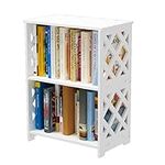 Komost Small Bookcase, White Bookshelf, Bedside End Table, Small Table Shelf for Small Spaces, Living Room, Bedroom, Dorms, Office