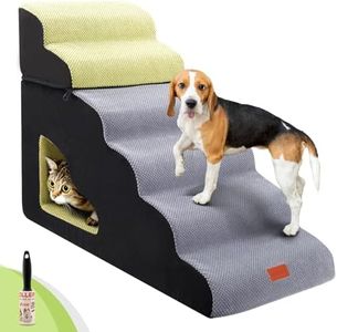 LOOBANI Dog Stairs for High Bed, 30 Inch Height 6 Steps Soft Foam Spliced Dog Steps for Bed, Non-Slip Sturdy Pet Stairs, Dog Ramp for Small Dog, Older Pets - Grey 6 Tiers (6 Tiers-Green&Grey)