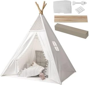 Anttyscar Teepee Tent for Kids Indoor Tents With Inner Pocket,Unique Reinforcement Part - Foldable Play Tent Canvas Childrens Tents for Girls & Boys,Portable Indoor/Outdoor Tipi Play Tent