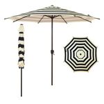 Abba Patio 9FT Lyon Outdoor Patio Umbrella Outdoor Table Umbrella with Push Button Tilt and Crank Market Umbrella 8 Sturdy Ribs UV Protection Waterproof for Garden Deck Backyard Pool, Stripe