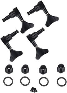 4pcs Tuning Pegs, 2L 2R Black Closed Zinc Alloy Machine Heads String Tuners for Electric Bass