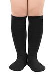 Century Star Kids Child Soccer Socks Boys Girls Knee High Tube Socks Sports Socks with Three Stripes Cotton Toddler Socks 1 Pair Black 3-6 Years