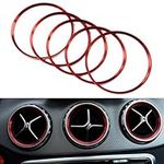 PolarLander 5 Pcs/Set Outside Air Condition Air Vent Outlet Ring Cover Trim Decoration Red