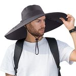 Joyblossom Super Wide Brim Fishing Hat UPF 50+ Sun Safari Hat with Removable Neck Face Flap (Dark Grey)