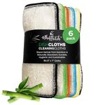 Whiff Bamboo Dish Cloth & Kitchen Wipe, Replace Your Sponge with 6 Naturally Odor Free, Washable, Reusable, Absorbent, Sustainable, Durable, Bamboo Antibacterial - Antimicrobial Dish Rags