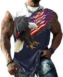 YIBIMOTTO Mens Tank Tops Workout Sleeveless T-Shirts Muscle Tee Crew Neck Summer Beach Novelty Graphic Vest Sports Underwear, American Flag Eagle 2, Large