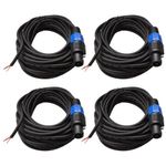 Seismic Audio - SPRW50 (4 Pack) - 50 Foot Raw Wire to Speakon Speaker Cable - 16 Guage - PA/DJ/Home Audio