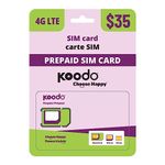 Koodo Mobile 4G LTE Prepaid 35$ SIM Card Starter Kit - Unlimited Talk Canada + 50 GB (4G Network) | 1 Month Prepaid Service Incl. | Pay as You go | Canada | Refillable | Prepaid