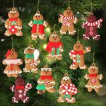 12pcs Gingerbread Man Ornaments for Christmas Tree, Cute 3 Inch Tall Plastic Gingerbread Figurines Ornaments for Christmas Tree Hanging Decorations