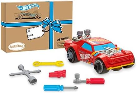 Hot Wheels Just Play Ready to Race Car Builder, 29 Pieces for Kids to Customize Their Own Toy Car, Red Kids Car
