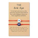YELUWA 2Pcs Red Evil Eye Bracelets for Women Men Good Luck Jewelry Nazar Kabbalah Protection Couple Friendship Family Ojo Turco Strings Lucky Charm Gifts for Valentine