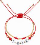 B25K Adjustable Braided Jewelery Bracelets for Women with Letters Pulseras para Mujer con Letras Red