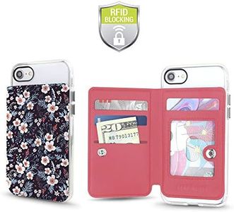 Cell Phone Wallet for Back of Phone, Stick On Wallet Credit Card ID Holder with RFID Protection Compatible with iPhone, Galaxy & Most Smartphones and Cases Cherry Blossom