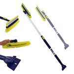Koolatron Ultra Duty Extendable 43-63” Snow Brush for Trucks XL Swivel Head, Squeegee, Ice Scraper, Ergonomic, Scratch Free Auto Window Snowbrush Windshield Broom for Car, SUV