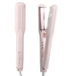 Steam Hair Straightener, 38mm Wide Ceramic Plate for Long Hair, Steam Hydration Low Temperature Styling, 5 Temp Settings, for Smooth Frizz-Free Long-Lasting Straight Hair Straightener