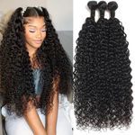 Jerry Curly Bundles Human Hair Weave Bundles Jerry Curly Brazilian Virgin Hair Wet And Wavy Bundle 12A Grade Unprocessed Human Hair Extensions Natural Black 12 14 16inch