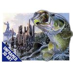 Bass Fishing 3D Poster Wall Art Décor Print | 15.7x11.8 | Life Like 3D Lenticular Holographic Posters | Cool Modern Pictures | Large Mouth Bass Jumping for a Fisherman?s Lure Men?s Man Cave Gifts