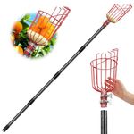 Fruit Picker, Fruit Picker Pole with Basket Extendable Long Handle, Easy to Assemble & Use Fruits Picker Tool for Orange Lemon Apple Mango Avocado (13FT)